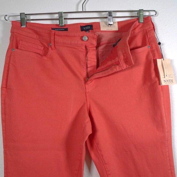 NYDJ Cropped Jeans Women's Plus Size 18W Pink Coral Denim Marilyn Straight - Picture 4 of 13